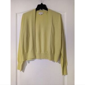 New! Kinross | Silk Cashmere Blend Open Front Cardigan In Chartreuse
